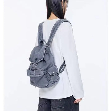 Qfdian Vintage Y2k Aesthetic Women Students Backpacks Casual Simple All Match Denim Bags Japanese Streetwear Fashion Girls Schoolbags